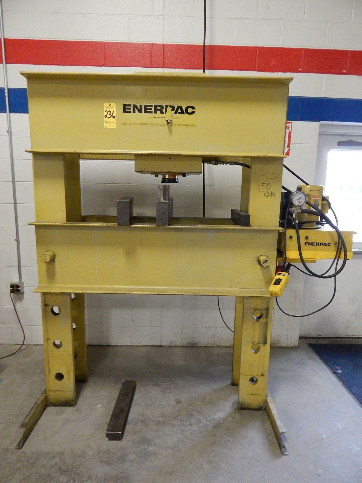 Enerpac 150 Ton H-Frame Hydraulic Shop Press with Enerpac Model PEN3005B Hydraulic Power Unit