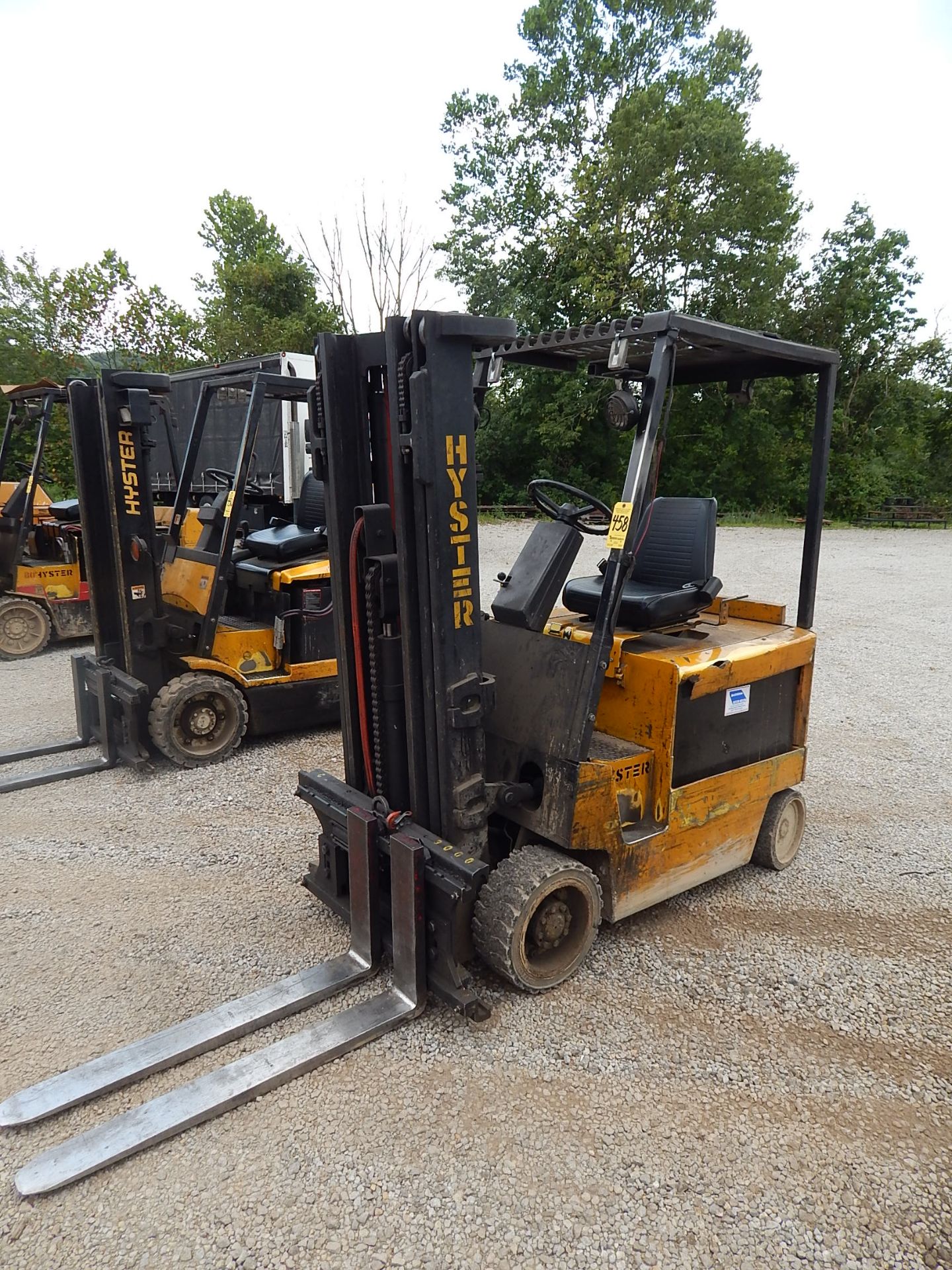 Hyster Model E40XL Electric Fork Lift, s/n C108V14912M, 2,750 Lb. Capacity, Side Shift, Cage, 3-