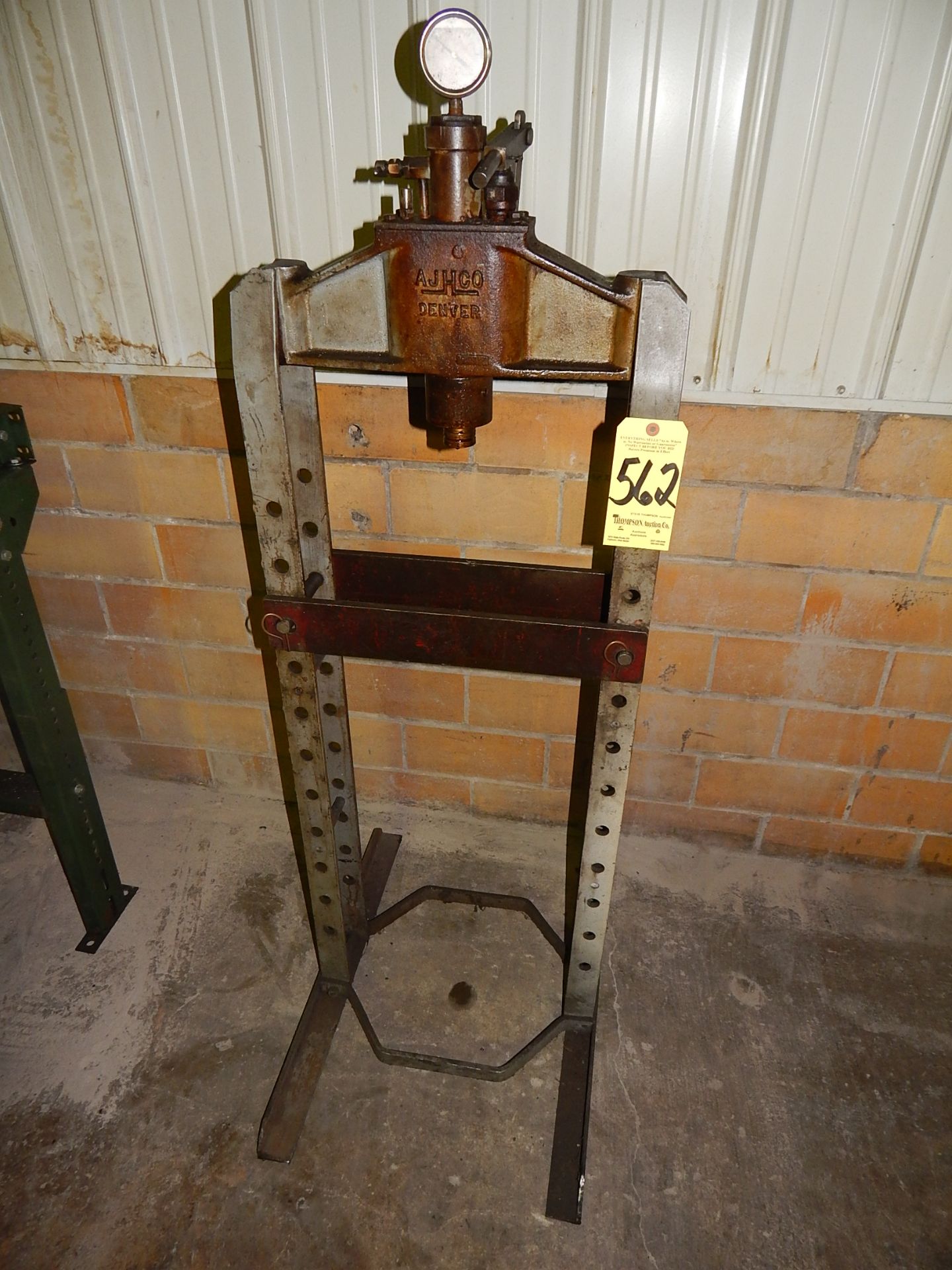 Hand Operated Hydraulic H-Frame Hydraulic Shop Press, Estimated 10 Tons