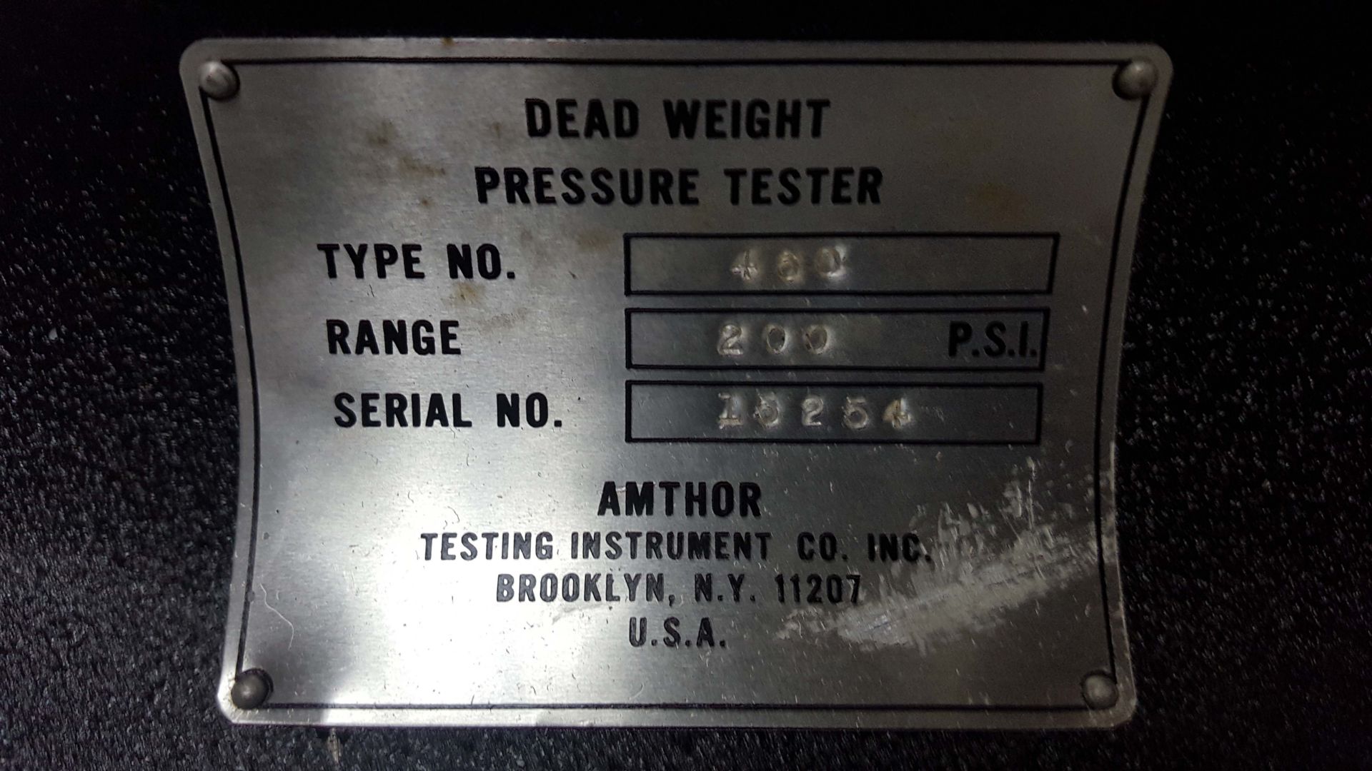 Amthor Dead Weight Pressure Tester Type 460 Range 200 PSI, s/n 15264 - Image 2 of 6