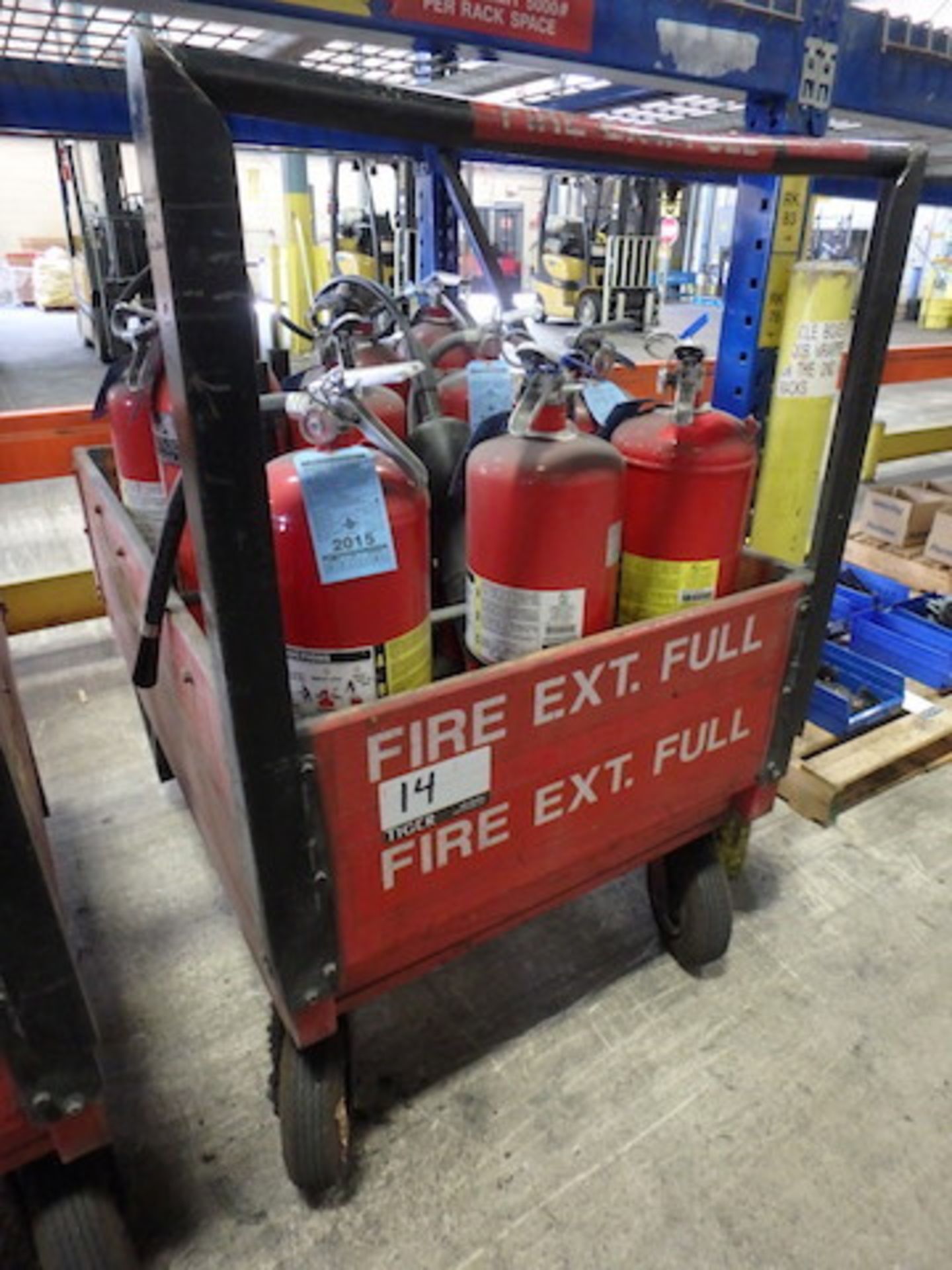 Full Fire Extinguisher Cart, 48 in. x 30 in., Containing (16) Assorted Fire Extinguishers (Asset