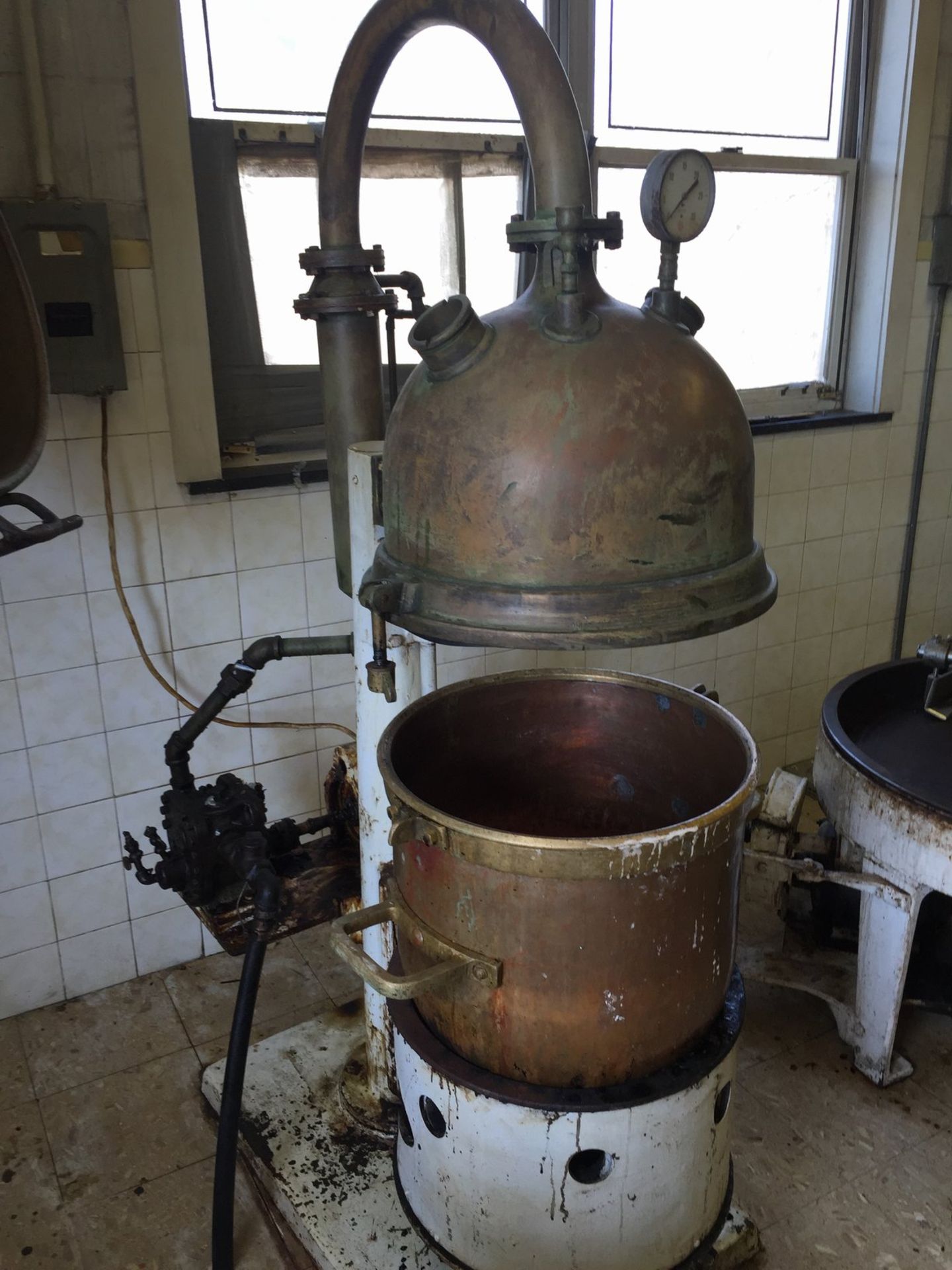 Simplex Gas Fired Vacuum Hard Candy Cooker with copper dome and pot, vacuum pump missing burner - Image 2 of 3