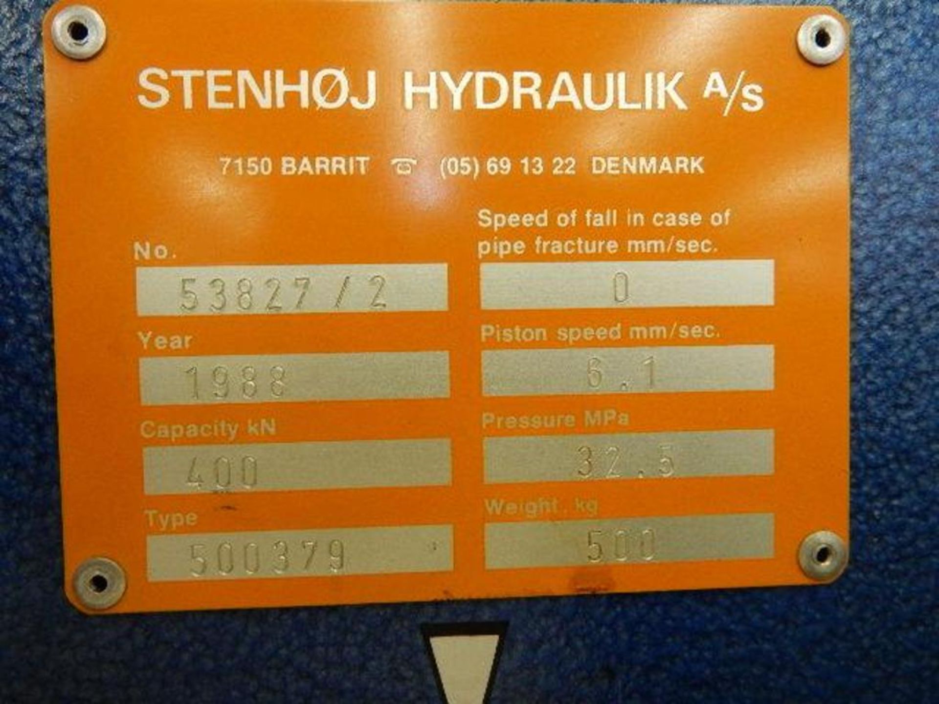 Stenhoj Hydraulik A/S Model 500379 Hydraulic "H" Frame Press, 33.5" Distance Between - Image 6 of 7