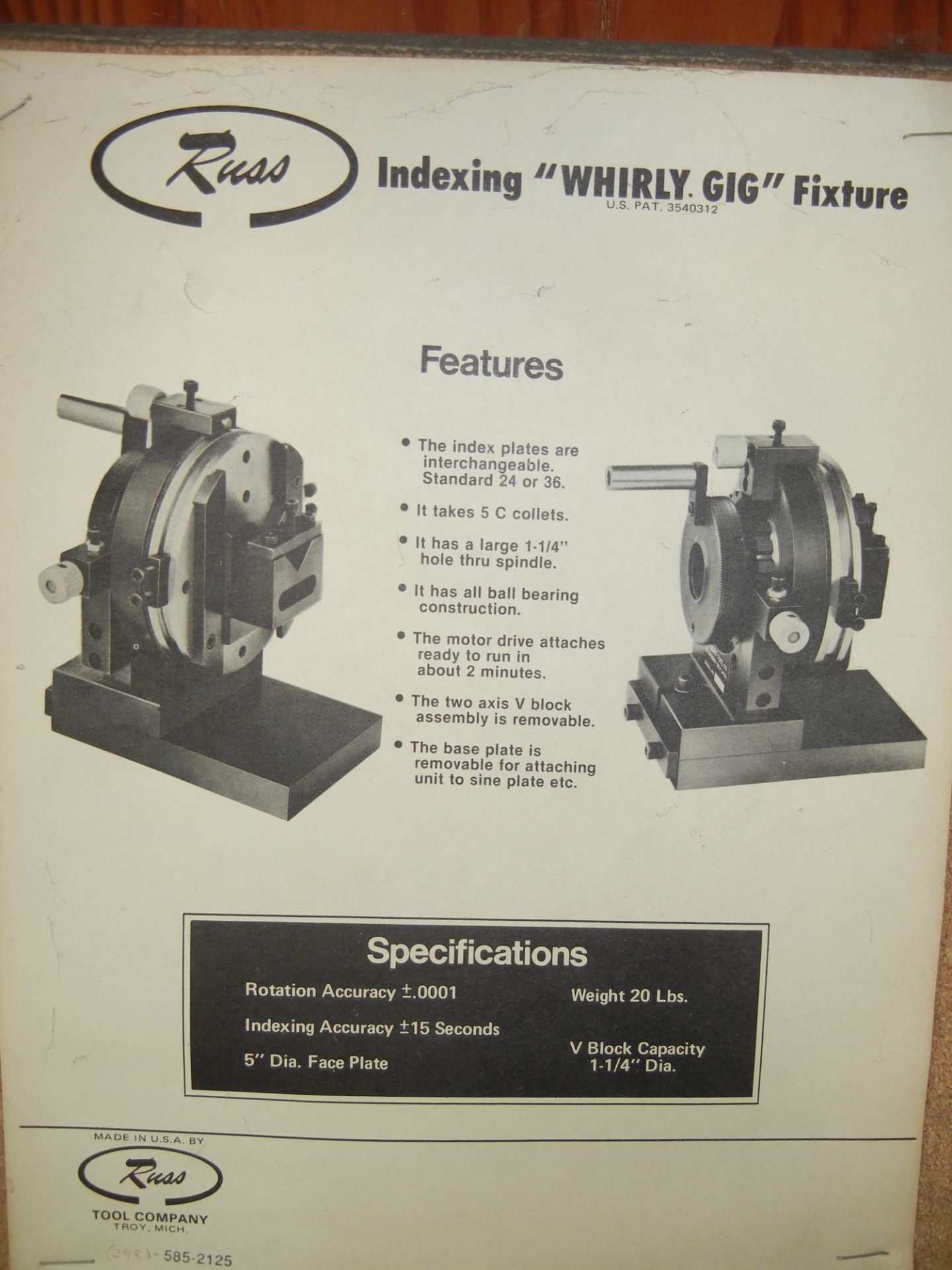 Indexing Whirly Gig - 5C collet combatible, V-Block - Image 4 of 4