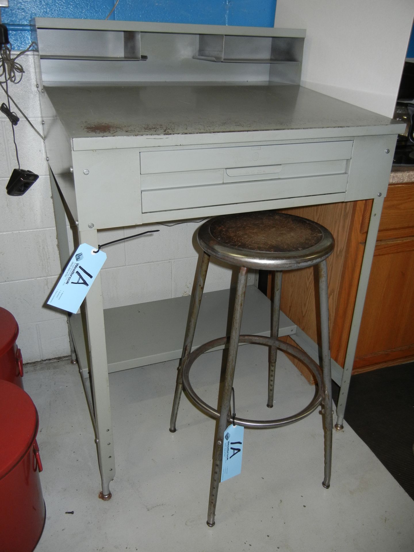 Foreman's desk with stool