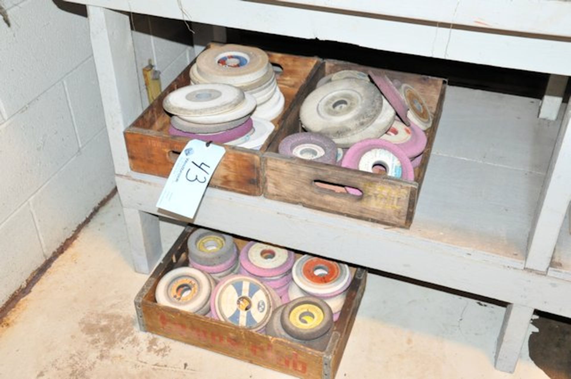 Lot-Grinding Wheels in (3) Wooden Totes