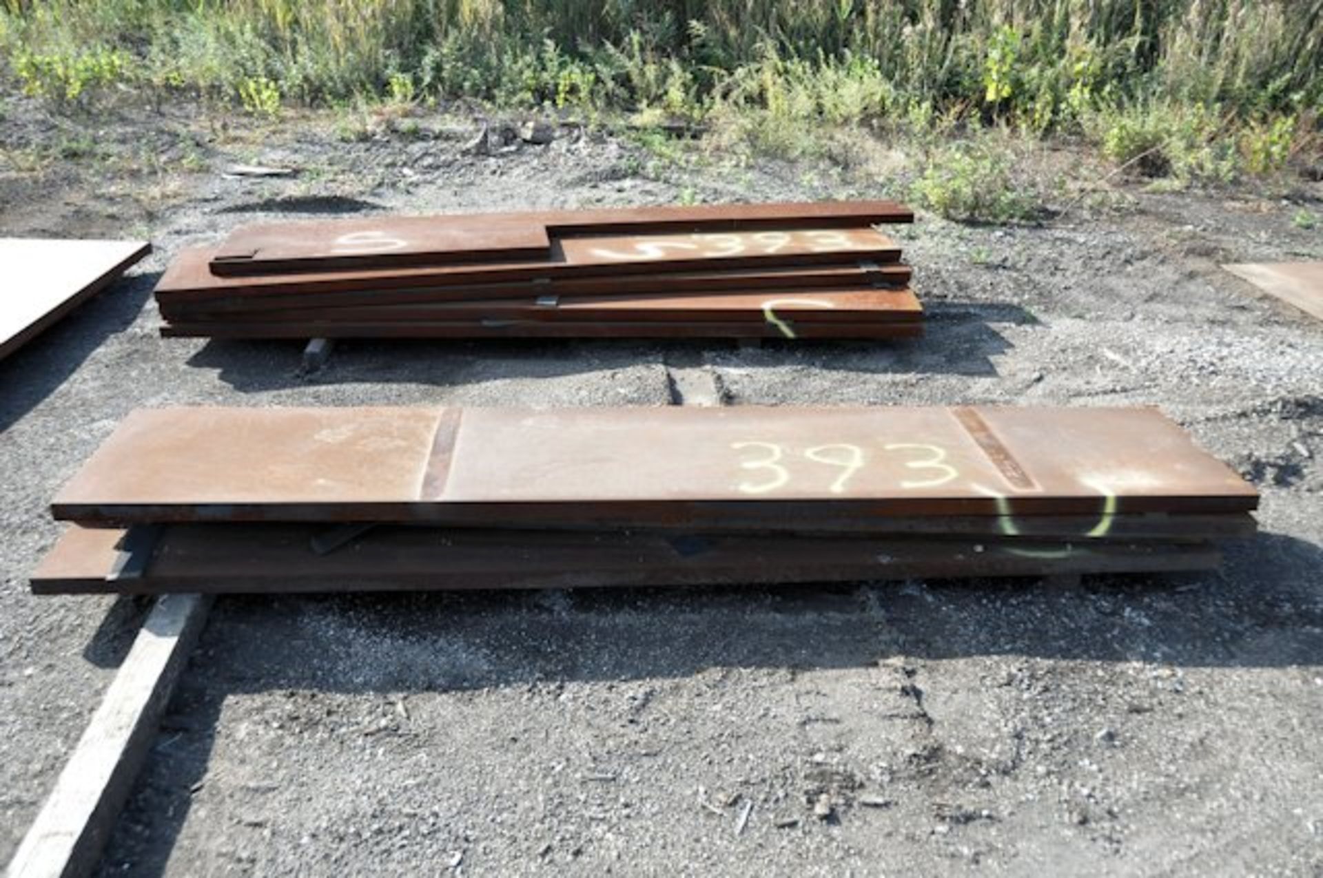 Lot-(9) 10' x 23 1/2" x 2" Steel Plates; (Contains Some Cut-Outs); (North Yard Row 1)