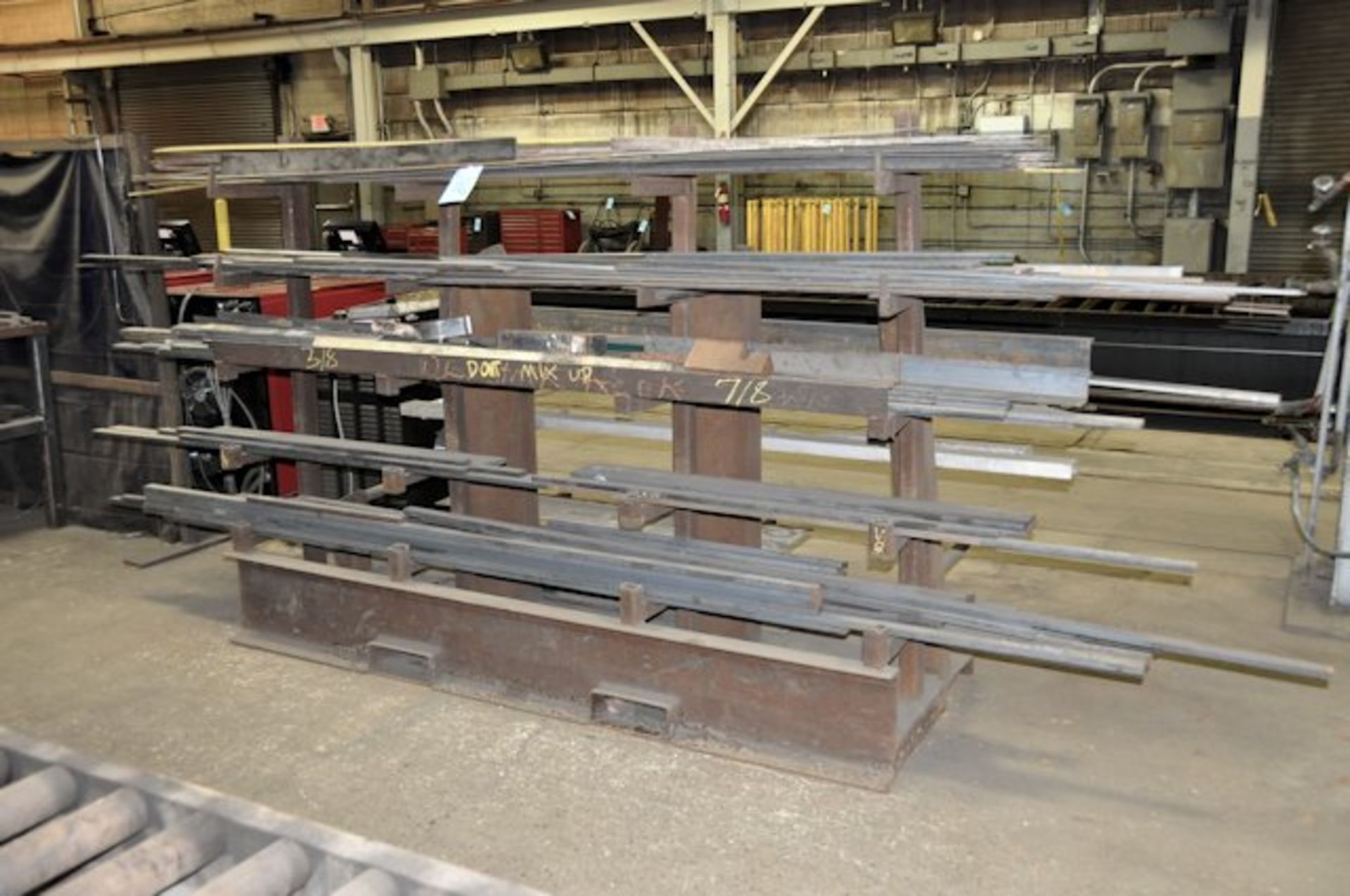 Lot-Steel Stock Consisting of: Flat Bar Stock; Angle Iron and C-Channel; Rack included