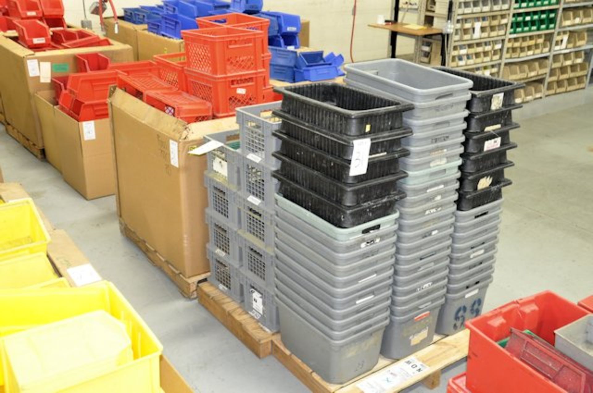 Lot-Plastic Totes on (2) Pallets and (1) Box