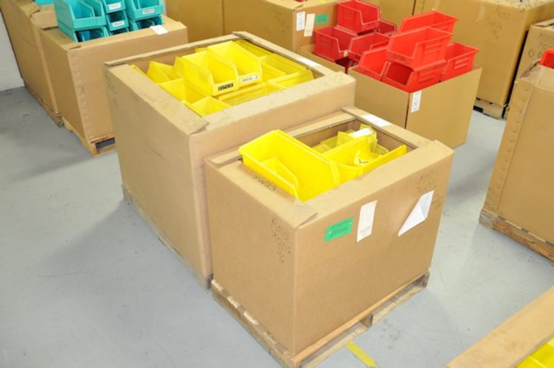 Lot-Plastic Bins in (2) Pallet Boxes