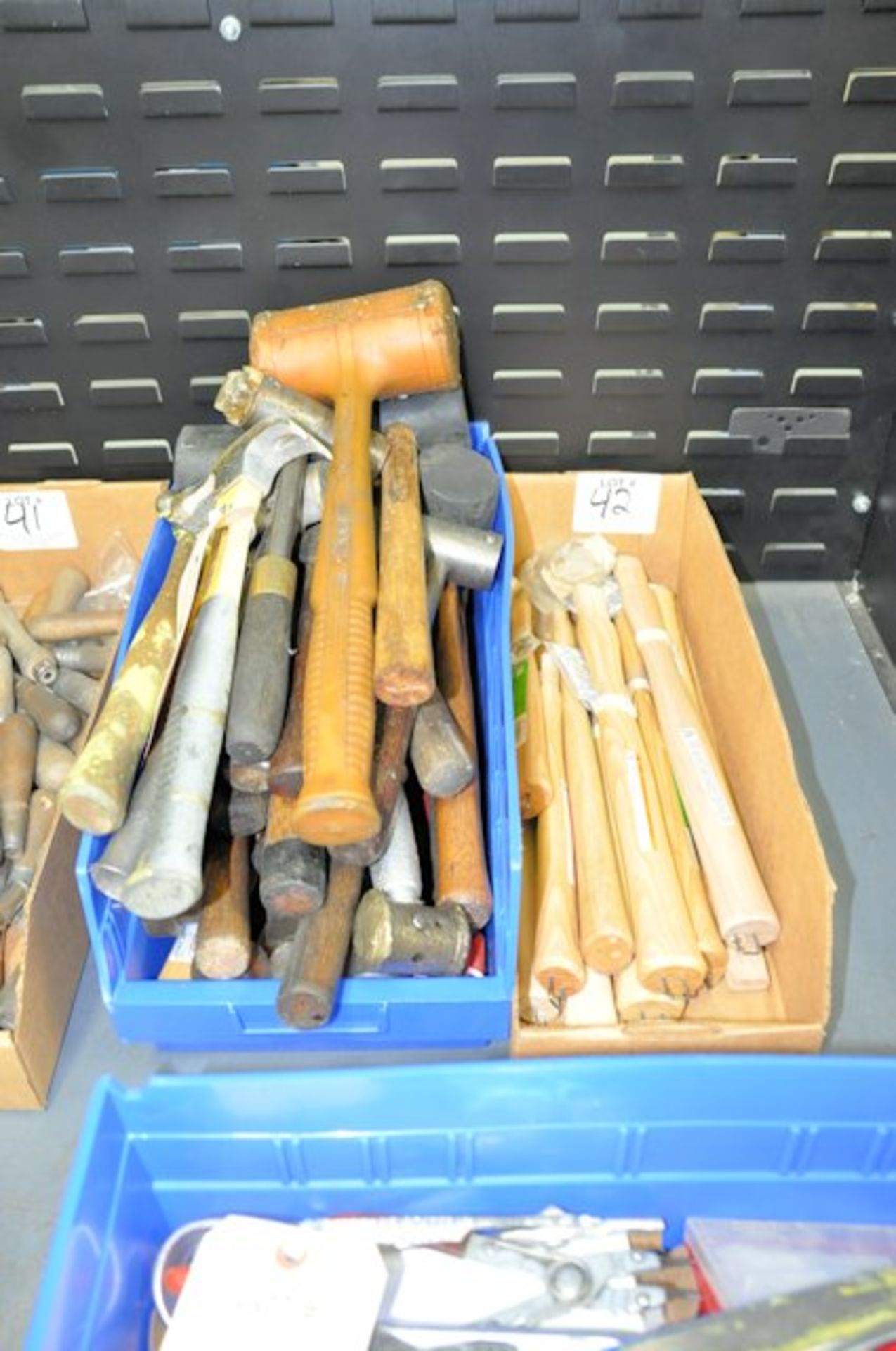 Lot-Hammers and Handles in (2) Bins