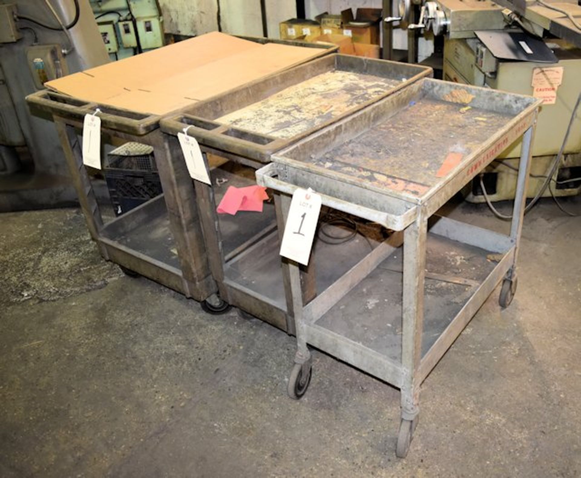 Lot-(3) 4-Wheel Shop Carts