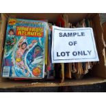 A box containing a large quantity of unsorted comics, magazines, children's annuals  and similar,