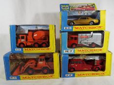 Five Matchbox King Size diecast models comprising Hatra Tractor Shovel K-3, Refuse Truck K-7,