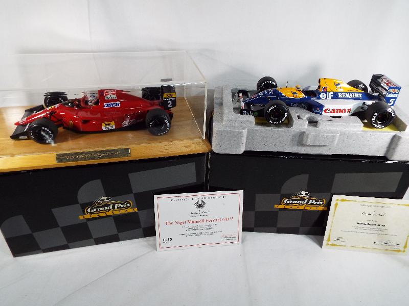 Danbury Mint Grand Prix classics - two diecast 1:18 scale models depicting a Williams-Renault FW14B