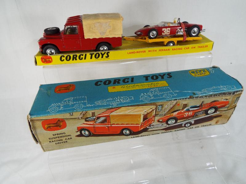 Corgi Gift Set No 17 comprising of 438 Land Rover in red with peach canopy, red No.