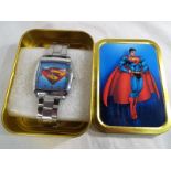 Superman - an unused white metal Superman watch in a Superman presentation tin (offered for re-sale