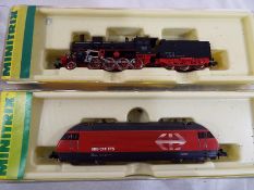 Model railways N - two N gauge Minitrix locomotives comprising 2-8-0 loco and tender # 2923 and