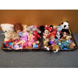 Two boxes containing a large quantity of children's toys to include the Disney Store Princesses,