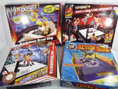 WWF - Four sealed WWF wrestling rings to include Action Ring,