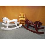 Two wooden Rocking Horses and a doll's w