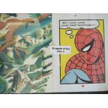 Action Figures - a collection of six framed printed posters to include Spider Man, Bat Man,