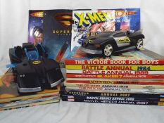 Bat Man - two Bat Mobiles and a collection of approx 18 predominantly vintage children's annuals to