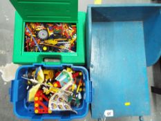 A good mixed lot to include a vintage sleigh and two boxes of K'nex