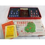 Subbuteo Table Soccer - an early 1950s Football boxed game by P A Adolph comprising complete red