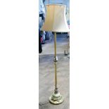 Decorative brass and onyx Corinthian column standard lamp with cream shade