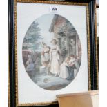 Pair of early Victorian Bartolozzi style prints of figures in Hogarth type frames
