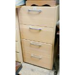 2' modern light oak chest of four long drawers with stainless steel handles
