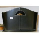 Chocolate brown leather covered waste paper bin