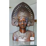 Thai carved wooden bust