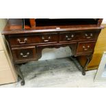 3' reproduction mahogany kneehole desk fitted four drawers standing on cabriole legs