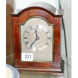 Good quality small reproduction bracket clock with silvered dial, 7.