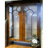 3' walnut glazed china display cabinet on cabriole feet