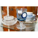 Assorted plates, glass dishes, goblet etc.