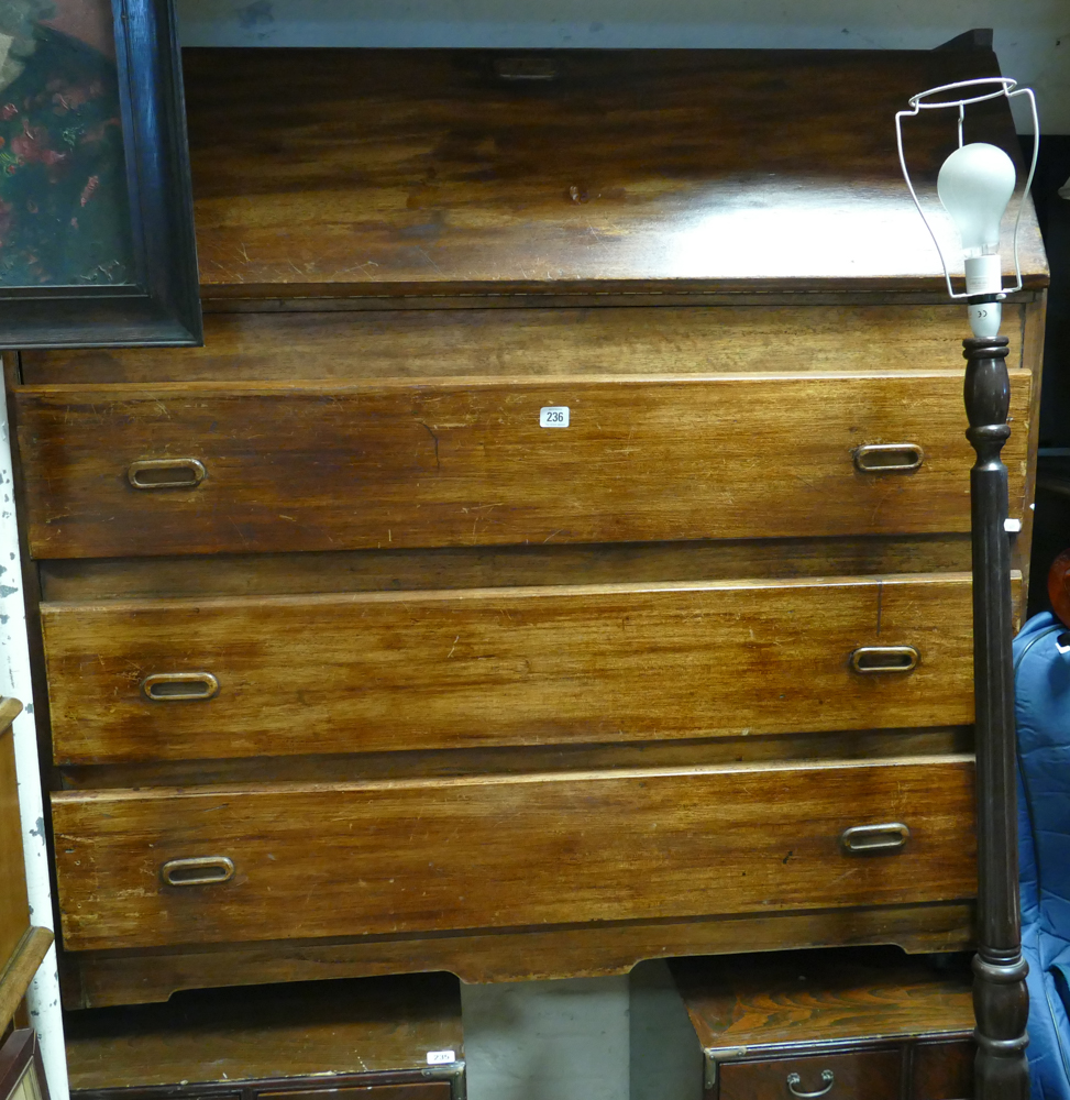 American hardwood bureau with fall flap and 3 deep drawers under