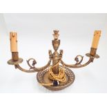 Gilt bronze 2 branch candelabra on a dish style stand