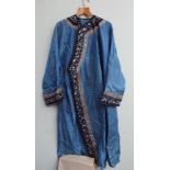 Blue silk Chinese embroidered Mandarin coat - large size with box from Billing & Edmonds,