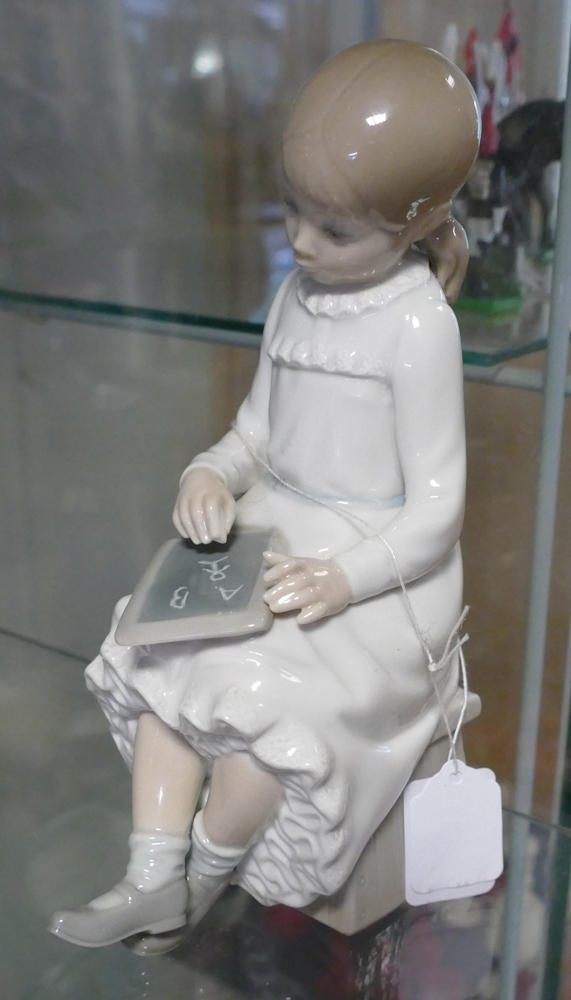 Nao style Spanish porcelain figure of a girl seated