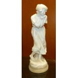 19th century French carved marble figure of a barefoot girl,