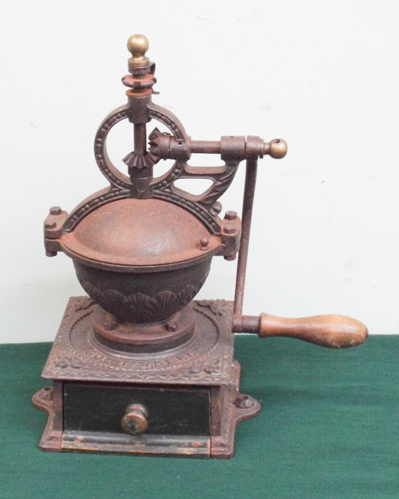 19th century iron coffee grinder