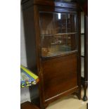 1920's oak bookcase one fitted door with half leaded glazed panel