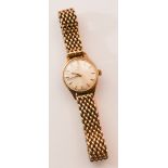 Ladies Omega vintage 9ct yellow gold wristwatch, on gold mesh strap, gross weight 32.