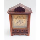 Edwardian striking bracket clock in walnut case with brass dial