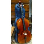 Half sized cello (repaired) with padded carry case