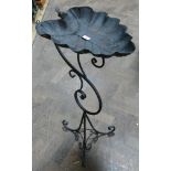 Black painted wrought iron bird bath