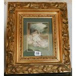 Late 19th century watercolour depicting a girl alighting from her bed, framed,